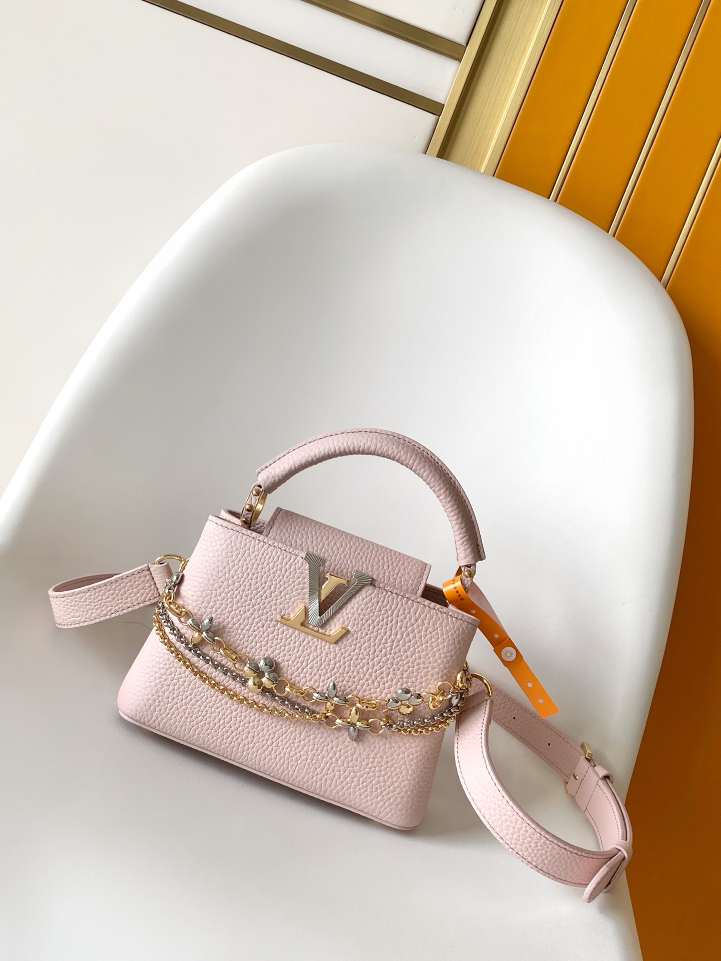 Louis Vuitton LV Capucines BB Handbag Premium Canvas Model M23949 Embossed Logo Daily Use Unisex